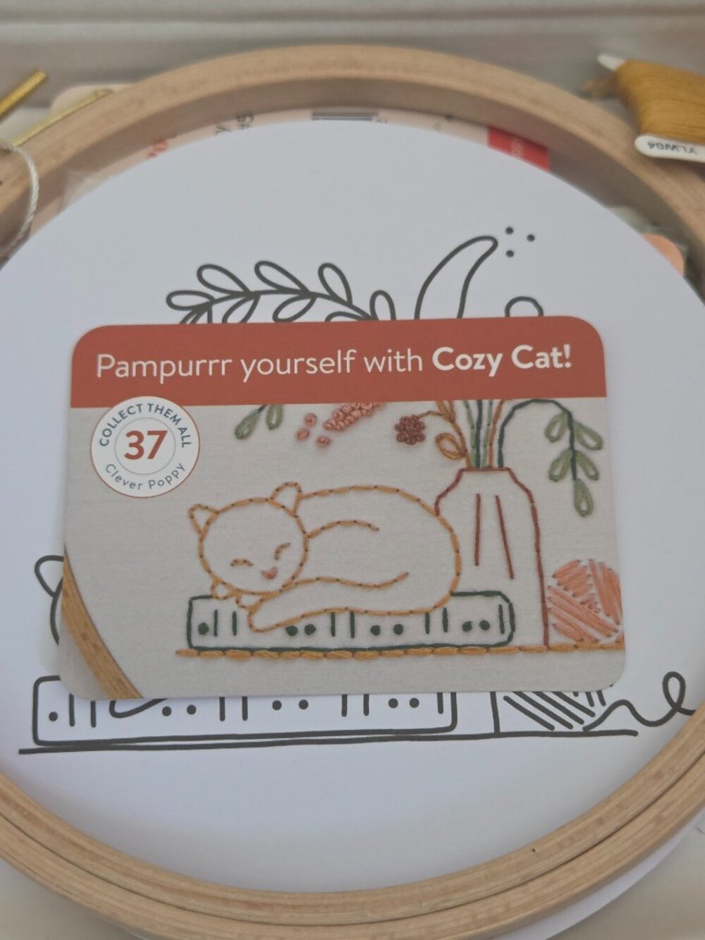 Clever Poppy Cozy Cat Embroidery Kit